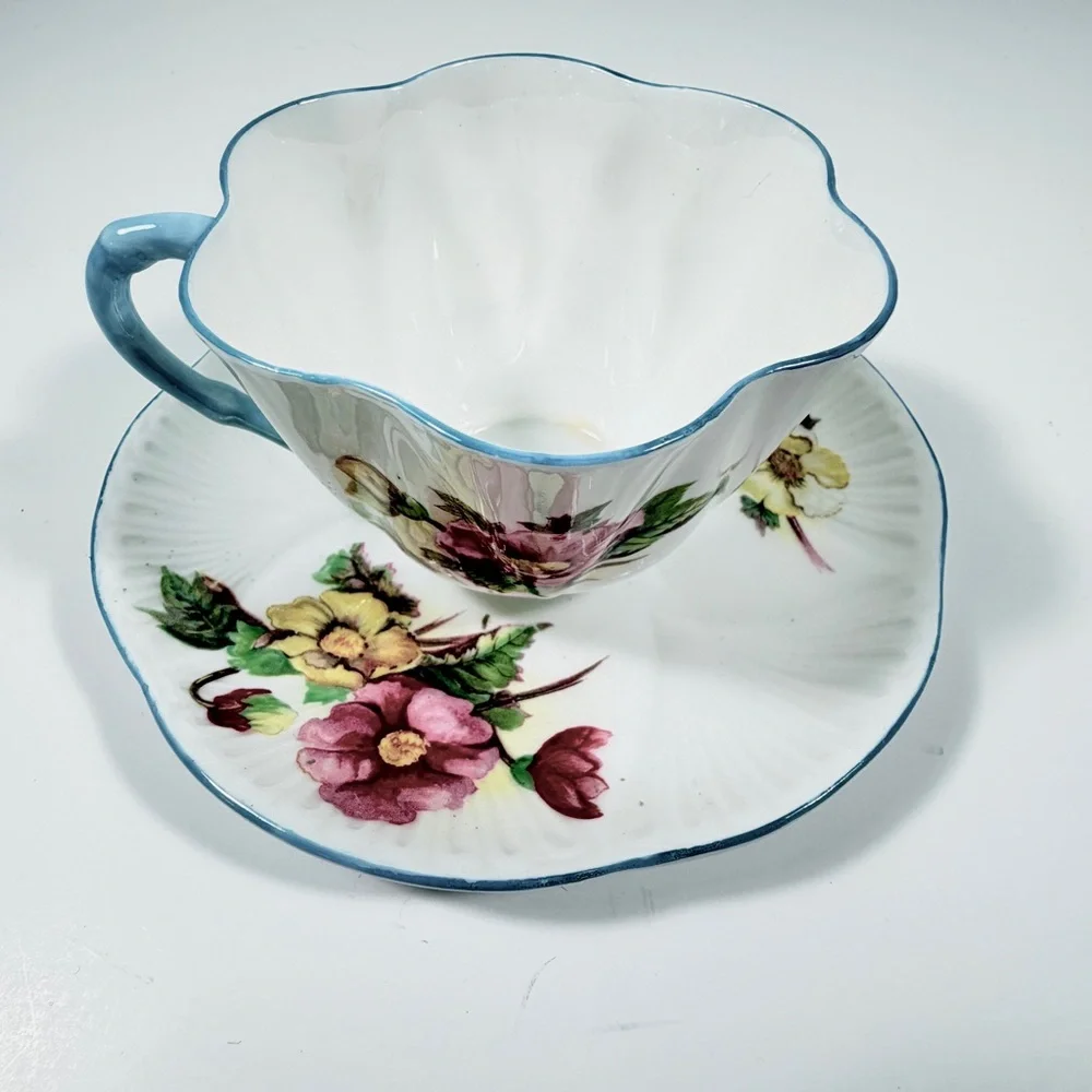 Shelley Dainty Begonia‎ Fine Bone China Teacup & Saucer Floral England Vintage